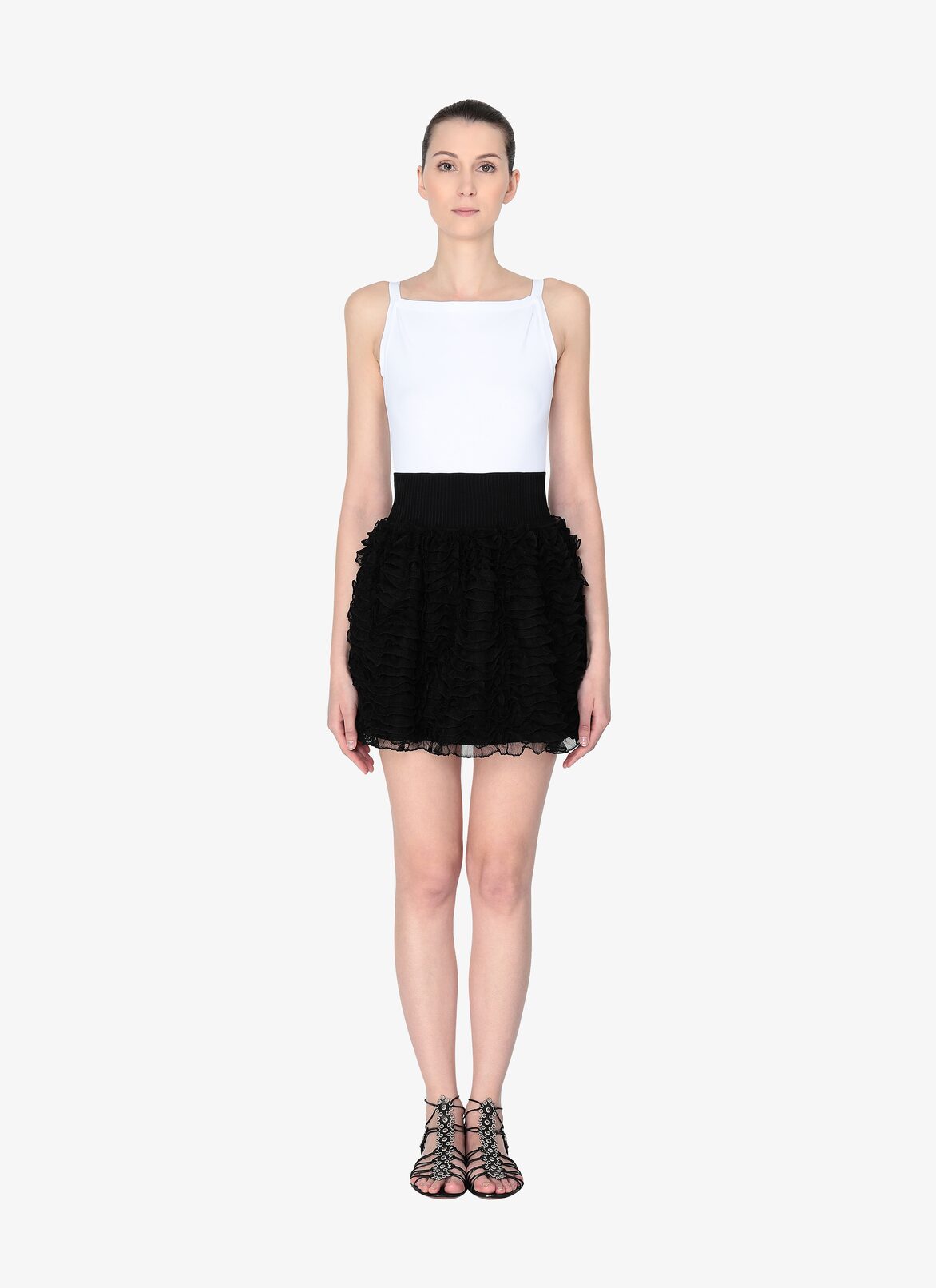ミニ ラッフル スカート ALAÏA ブラック ミニ ラッフル スカート